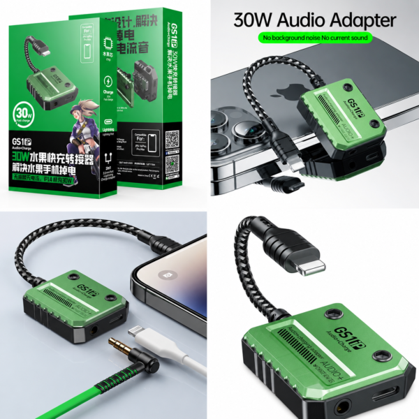 PLXTONE GS1 lightning محول سماعة وشاحن للايفون