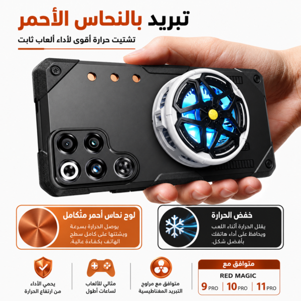 جراب جلد مدمج به نحاس احمر لتشتيت الحرارة REDMAGIC 9PRO , 9SPRO